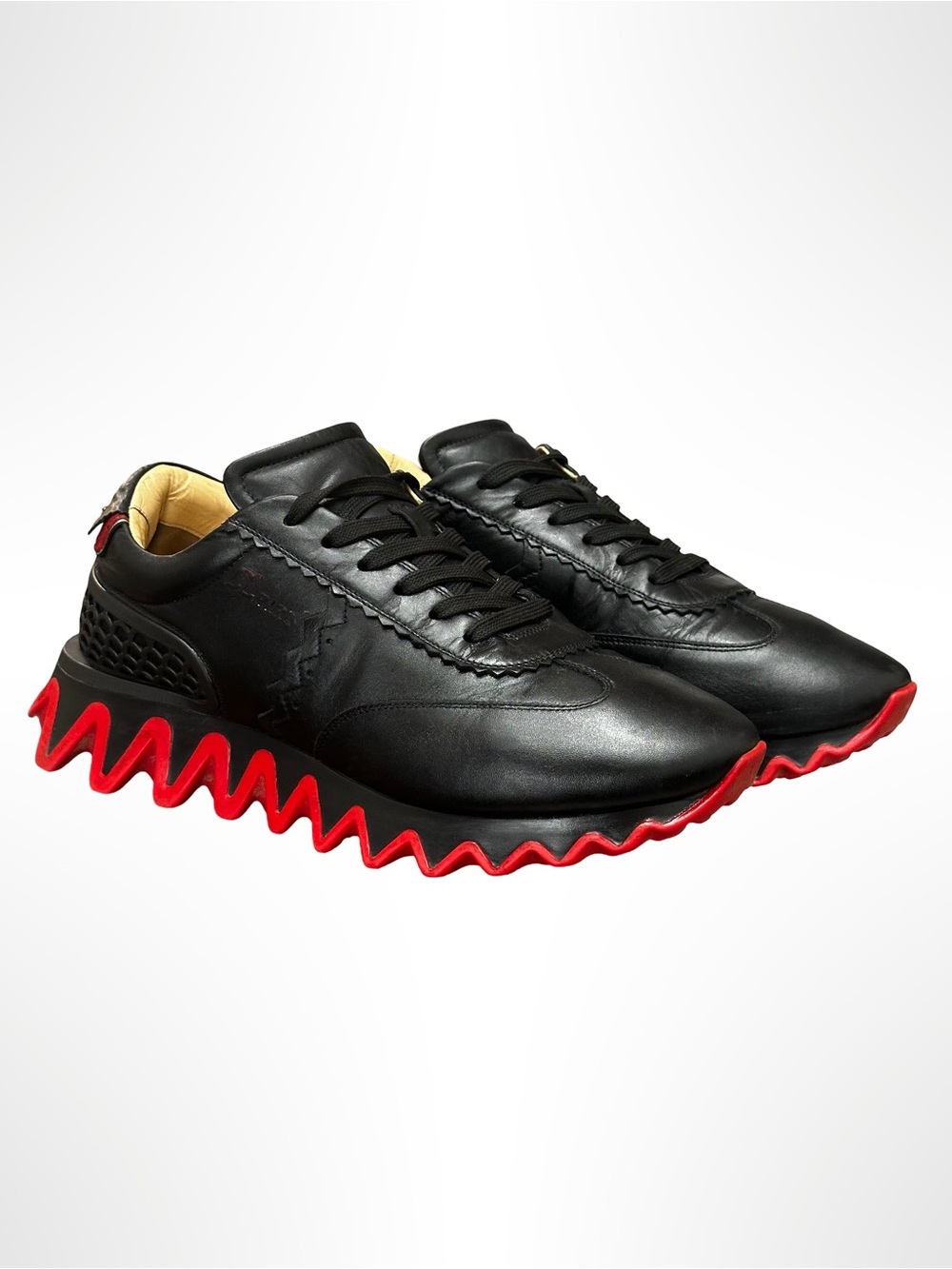 Christian Louboutin Loubishark Black Leather Low Top Sneakers Size 42.5